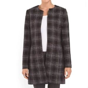 CYNTHIA ROWLEY OPEN FRONT PLAID JACKET